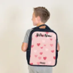 Hartjes - Patroon - Roze Rugzak - Zwart middel -sfeer2
