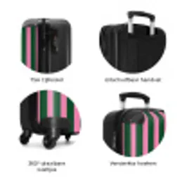 Verticale strepen - Groen - Roze NBS - Handbagage koffer - Volwassenen Unisex middel zzzzzzzbolletjes_NL