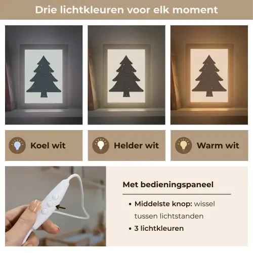 Kerstboom - Zwarte kerstboom - Boom - Japandi Light Box met kabel (Wandlamp) klein -USP_lichtkleurNL