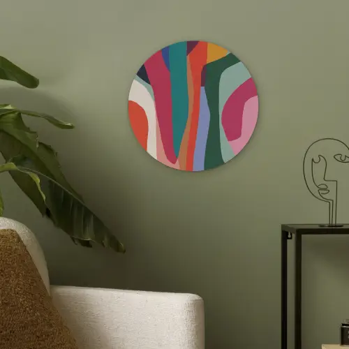 Vormen - Bochten - Kleurrijk - Abstract Akoestische PET Vilt - Rond klein -sfeer2