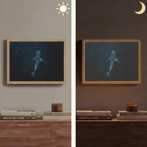 Oceaan - Walvishaai - Donkerblauw - Vlekken Light Box met batterij (Wandlamp) middel -sfeer3