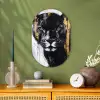 Panter - Zwart - Abstract - Verfstreken Wandcirkel Ovaal Forex klein -sfeer2