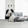 Kraanvogels - Gras - Hartvorm - Zwart fotobehang vinyl groot -slaapkamer