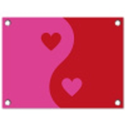 Minimalistisch - Rood - Roze - Hartjes tuinposter los doek klein -3d