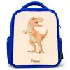 T-rex dino in oranje kleuren Kinderrugzak - Blauw middel -3d
