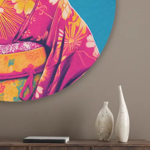 Koe - Bloemenkrans - Oorhangers - Kimono Akoestische PET Vilt - Rond klein -sfeer5_closeup