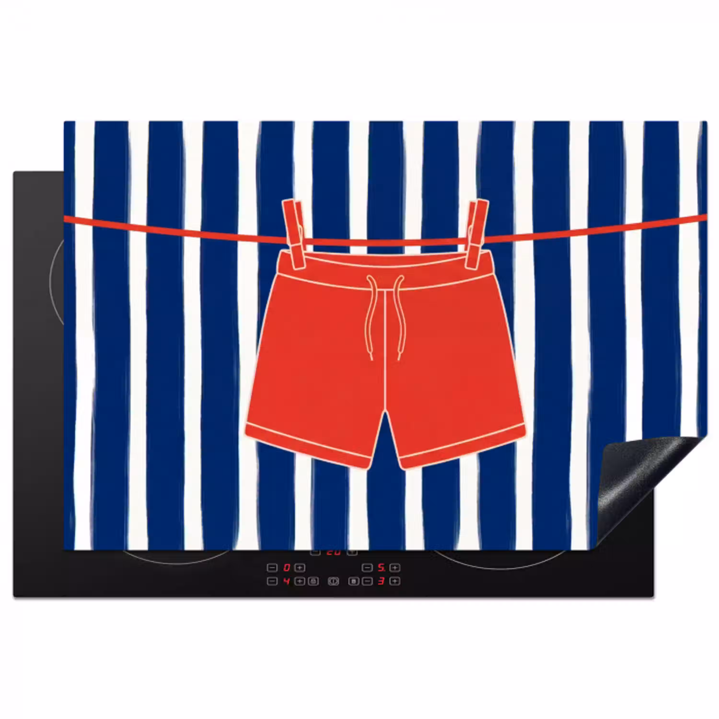 Shorts - Waslijn - Zomer - Illustratie - Rood Inductie beschermer vinyl 3mm klein -3d