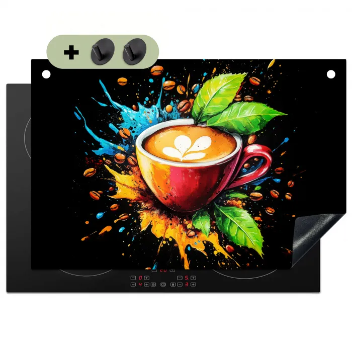 Koffie - Graffiti - Drinken - Abstract Inductie beschemer met haakjes klein -3d