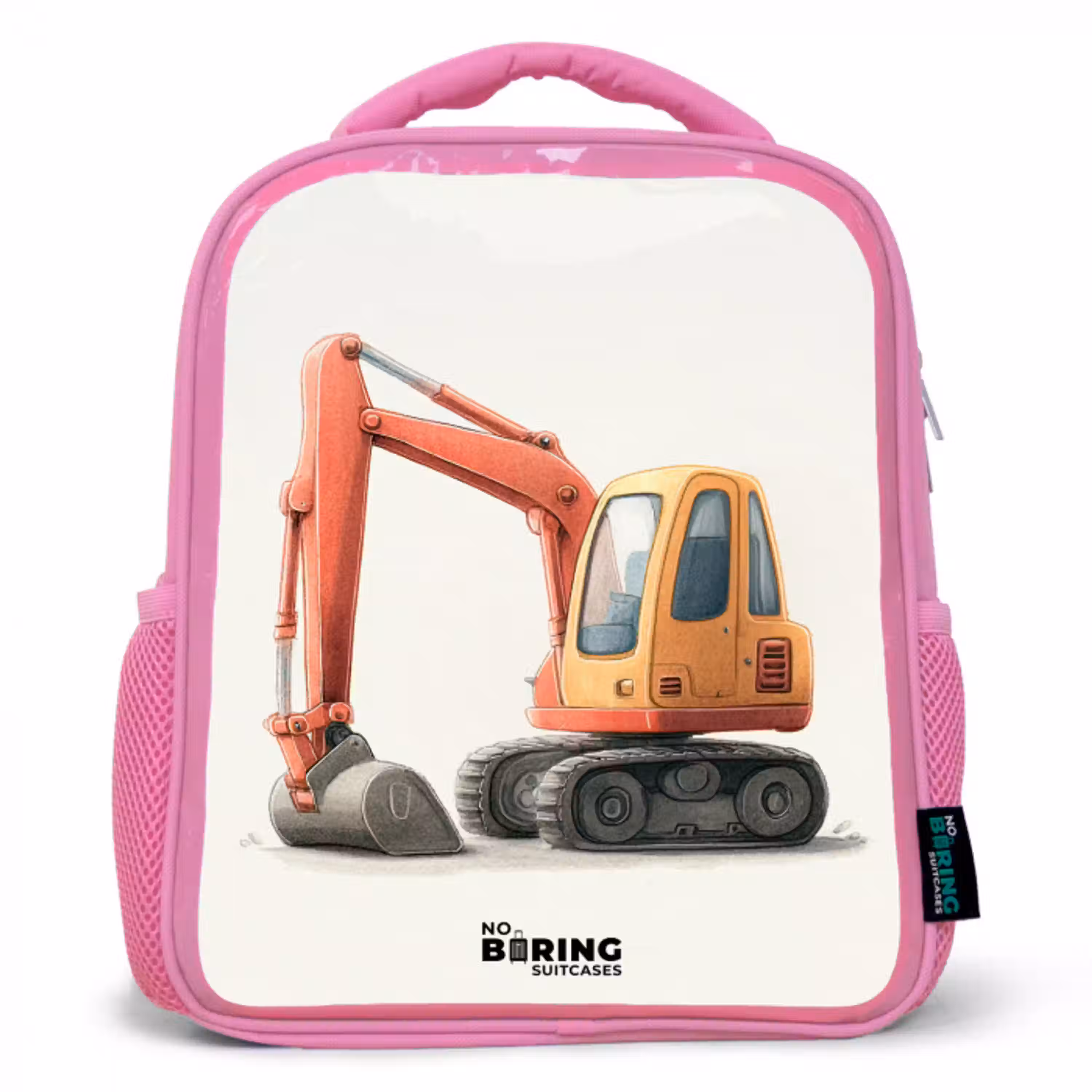 Graafmachine - Getekend - Oranje Kinderrugzak - Roze middel -3d