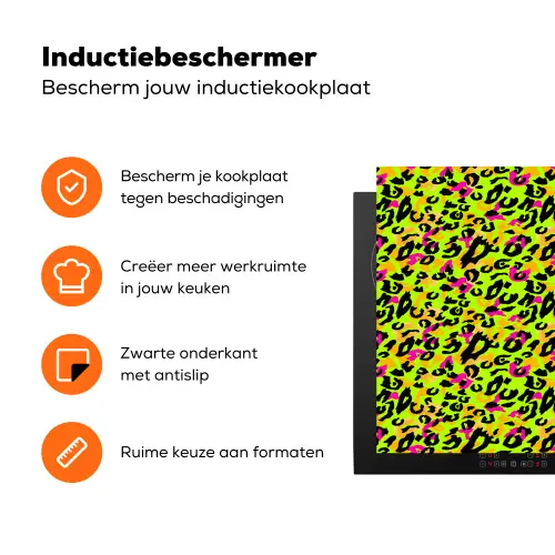 Dieren - Neon - Groen - Panterprint Inductie beschermer vinyl 3mm klein 276 -zzzzzzz-td-ups
