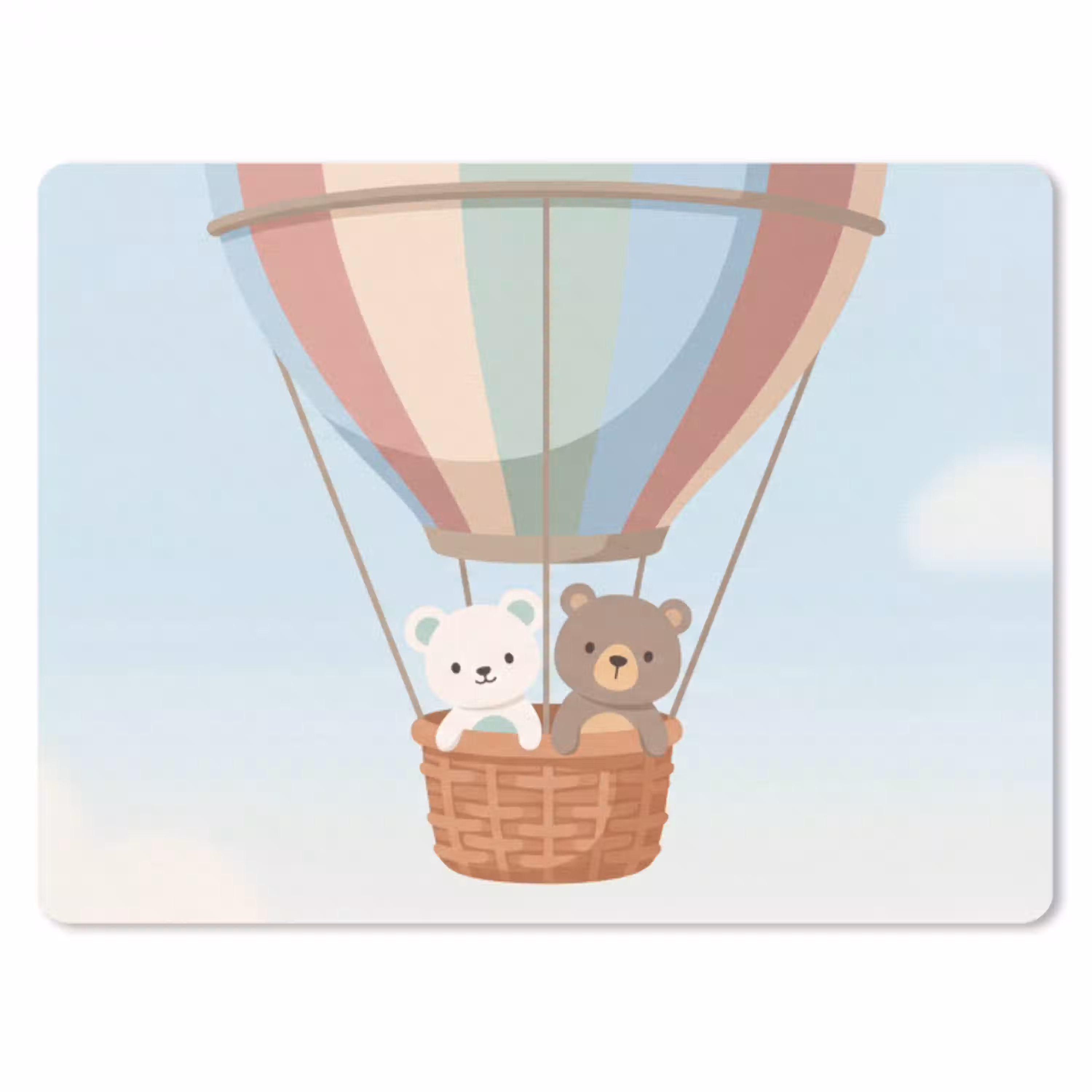 Luchtballon - Beren - Pastel muismat rubber klein -3d
