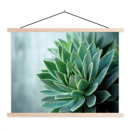 Vetplant - Bladeren - Groen - Wazig textielposter latten blank klein -3d