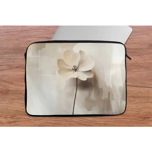 Bloem - Beige - Verf - Schaduw laptophoes neopreen klein -tafel