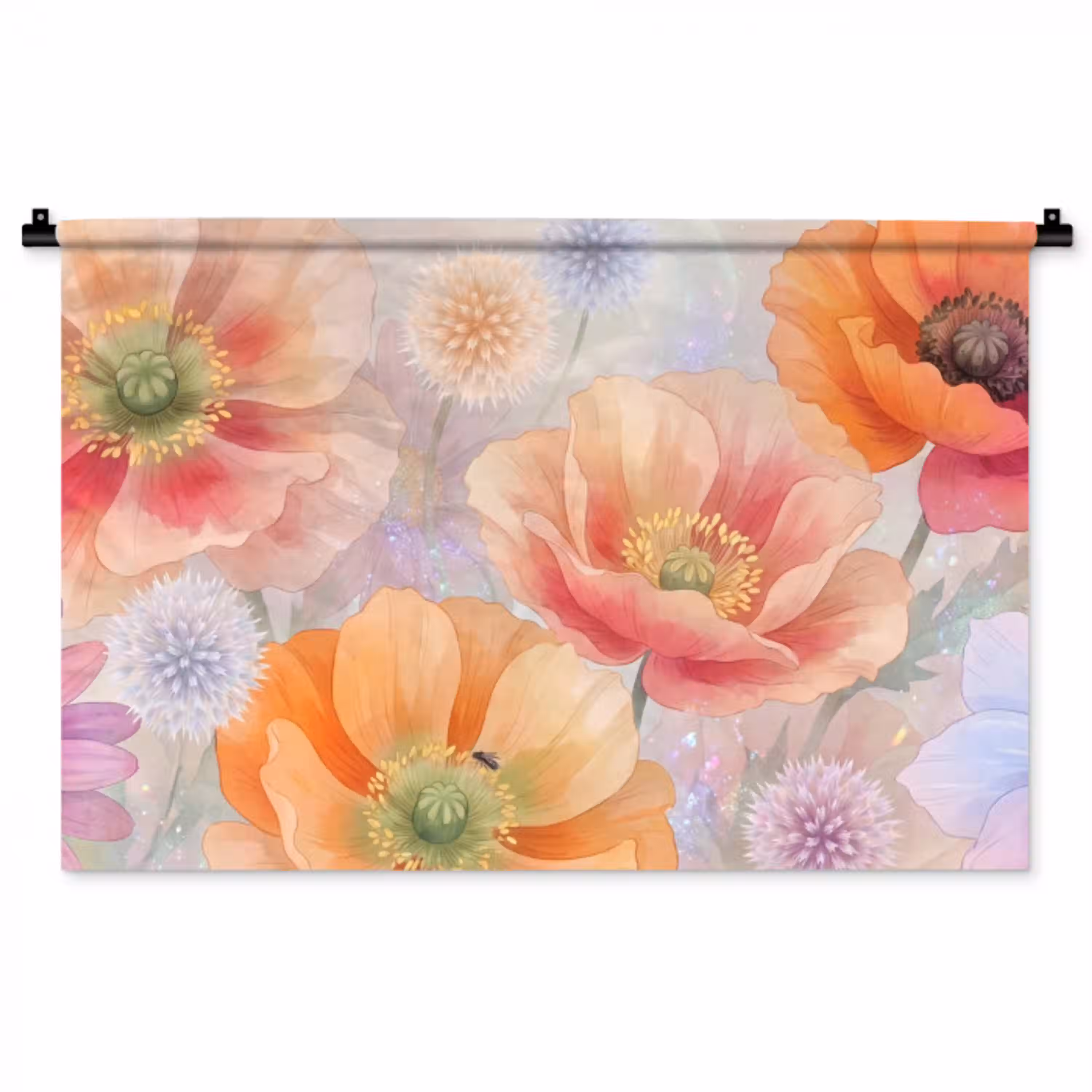 Bloemen - Aquarel - Natuur - Modern - Kleurrijk Wandkleed katoen middel -zz3d