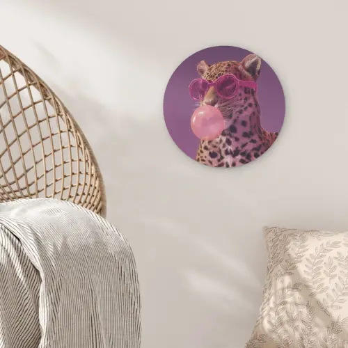 Panter - Zonnebril - Kauwgombel - Roze Akoestische PET Vilt - Rond klein -sfeer4