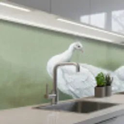 Pauwen - Wit - Natuur - Groen keuken achterwand 2 middel -3d_schuin