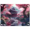 Sakura Tempeltuin in Volle Bloei tuinposter los doek klein -3d