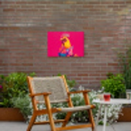 Haan - Kleurrijk - Kimono - Roze Tuinposter op houten frame 2 cm dik klein -sfeer3