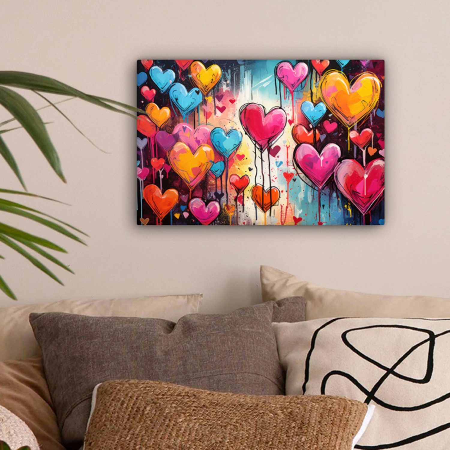 Hartjes - Kleuren - Kunst - Liefde canvas 2cm klein -sfeer1