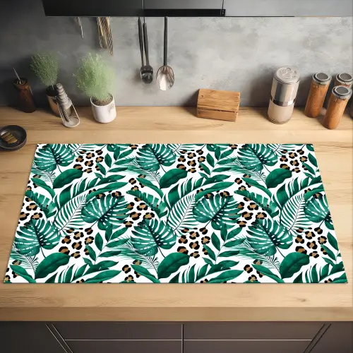 Dierenprint - Panter - Bladeren - Tropisch - Jungle Inductie beschermer vinyl 3mm groot -sfeer5