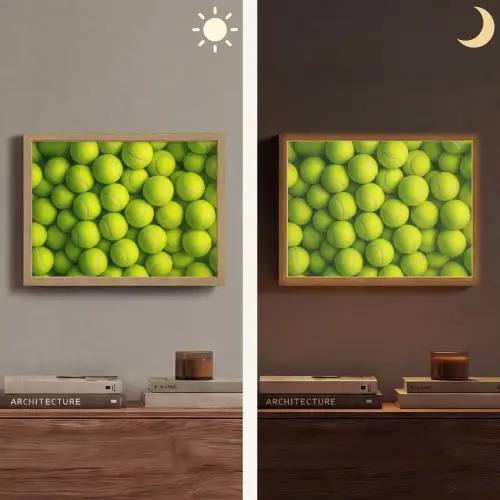 Tennisballen - Bal - Geel Light Box met batterij (Wandlamp) middel -sfeer3