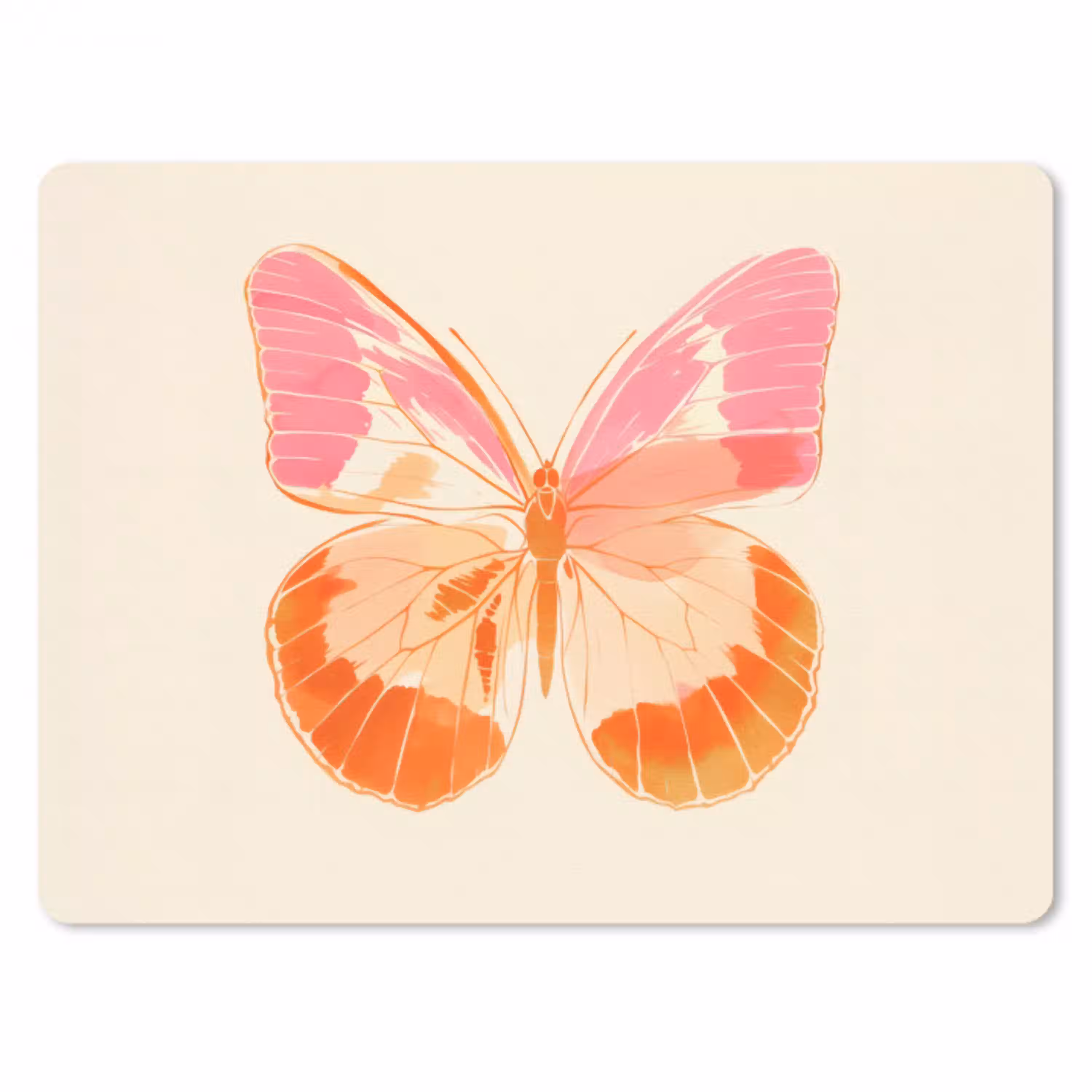 Oranje - Vlinder - Minimalistisch muismat rubber klein -3d