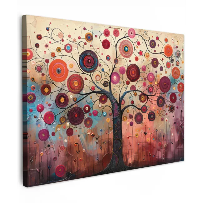 Canvas Print - Tree of life - Flowers - Pink - Hippie - Art