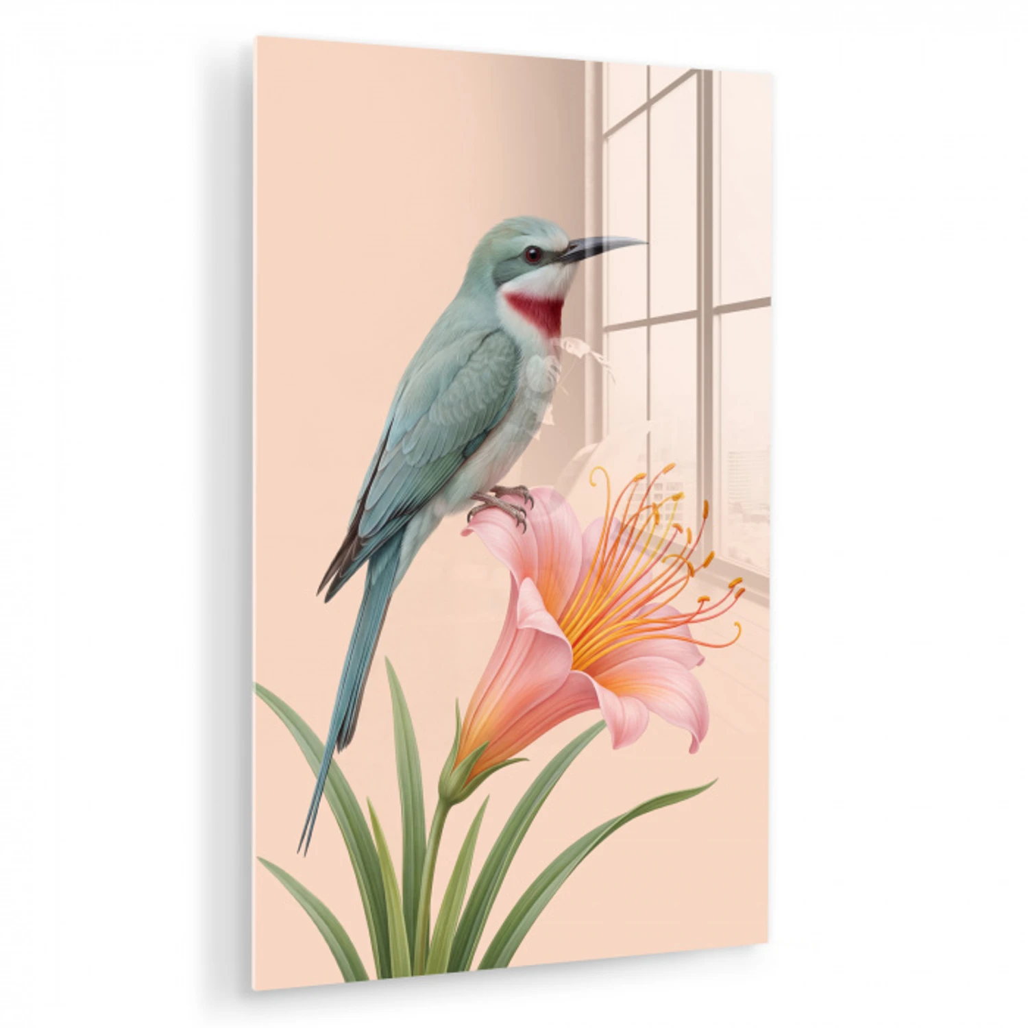 Vogel - Bloem - Natuur - Roze plexiglas 5mm klein -zzzproduct_nieuw