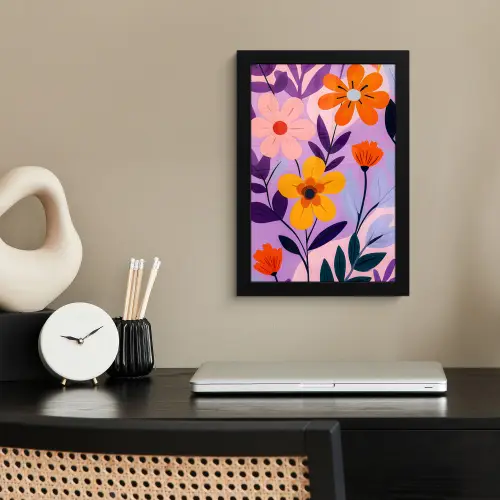 Bloemen - Kleurrijk - Bladeren fotolijst zwart zonder passe partout klein -sfeer1