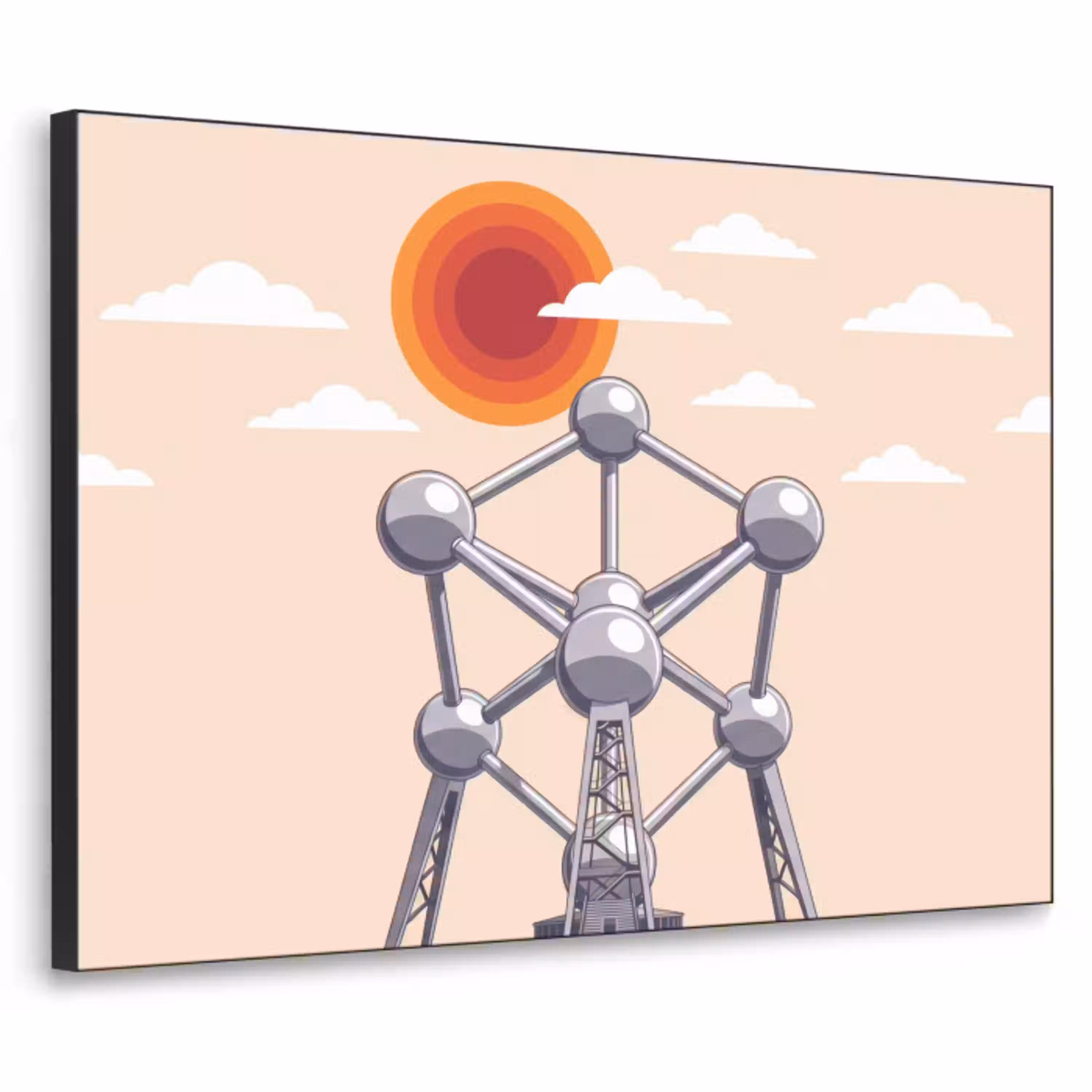 Architectuur - Geometrie - Stad - Modern - Grijs Textielframe zwart klein -3d
