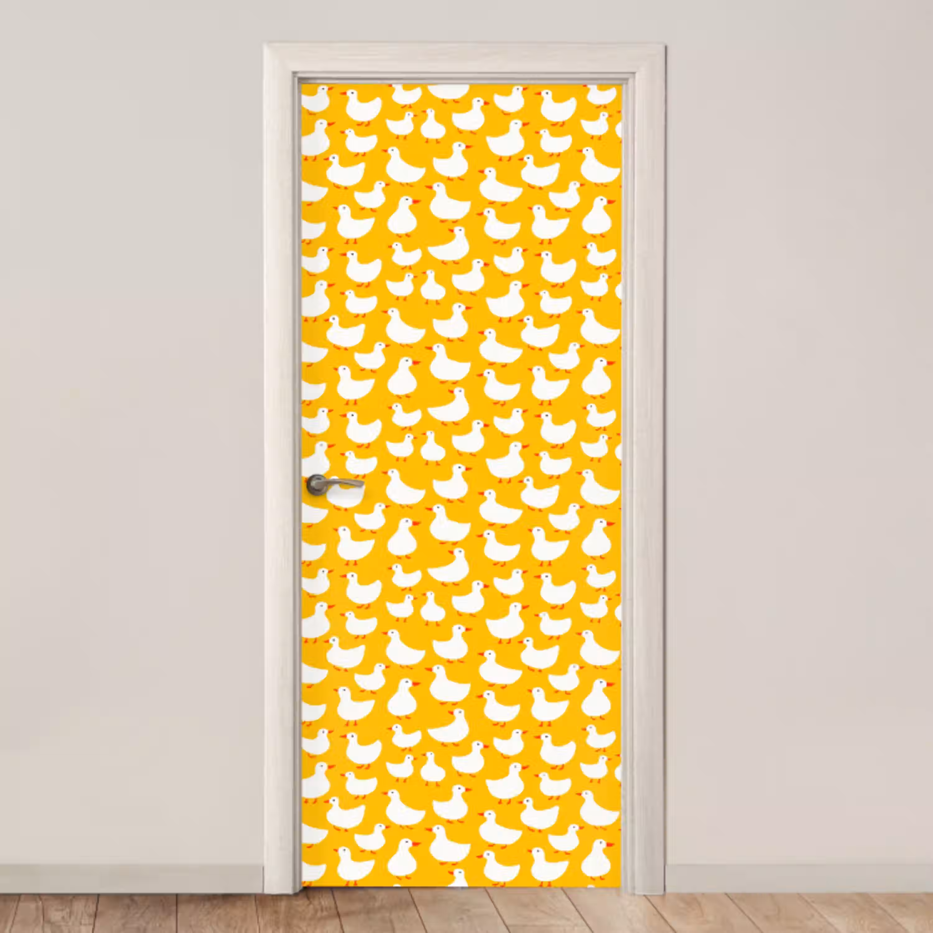 Eendjes - Patroon - Geel deurposter klein 289 -3d_beige