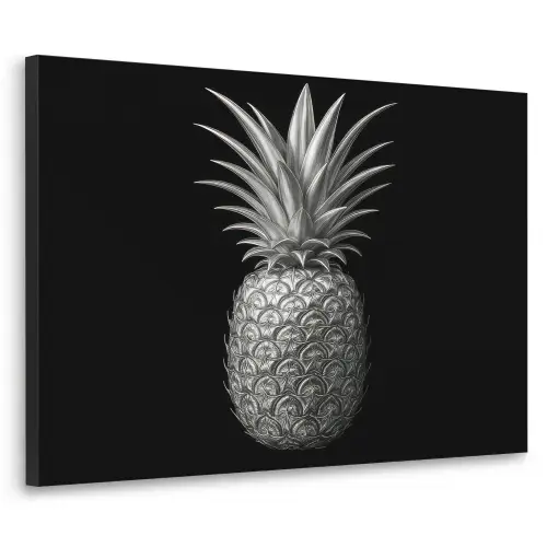 Ananas - Gedetailleerd - Bladeren Textielframe zwart klein -3d