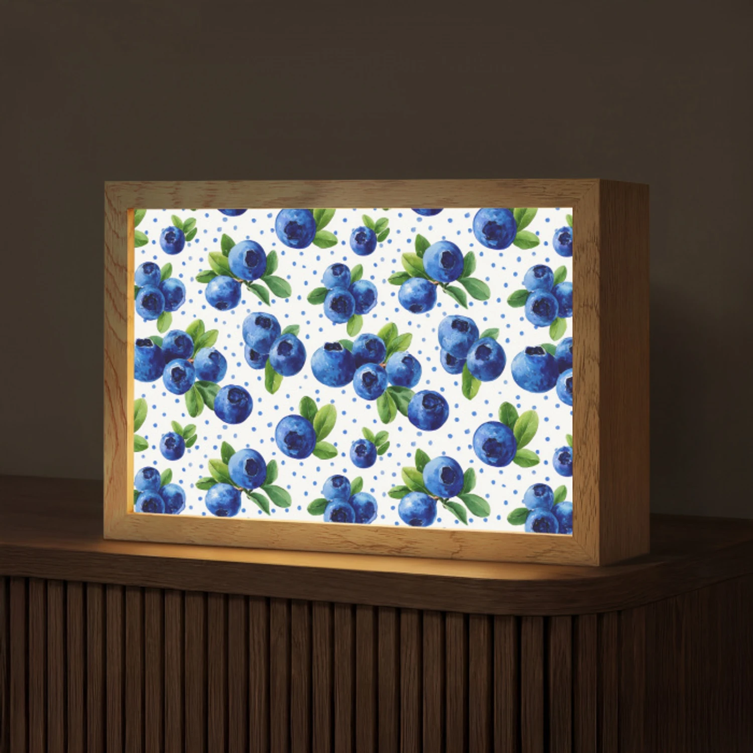 Bessen - Patroon - Blauw Light Box met kabel (Tafellamp) klein 924 -z3d_website