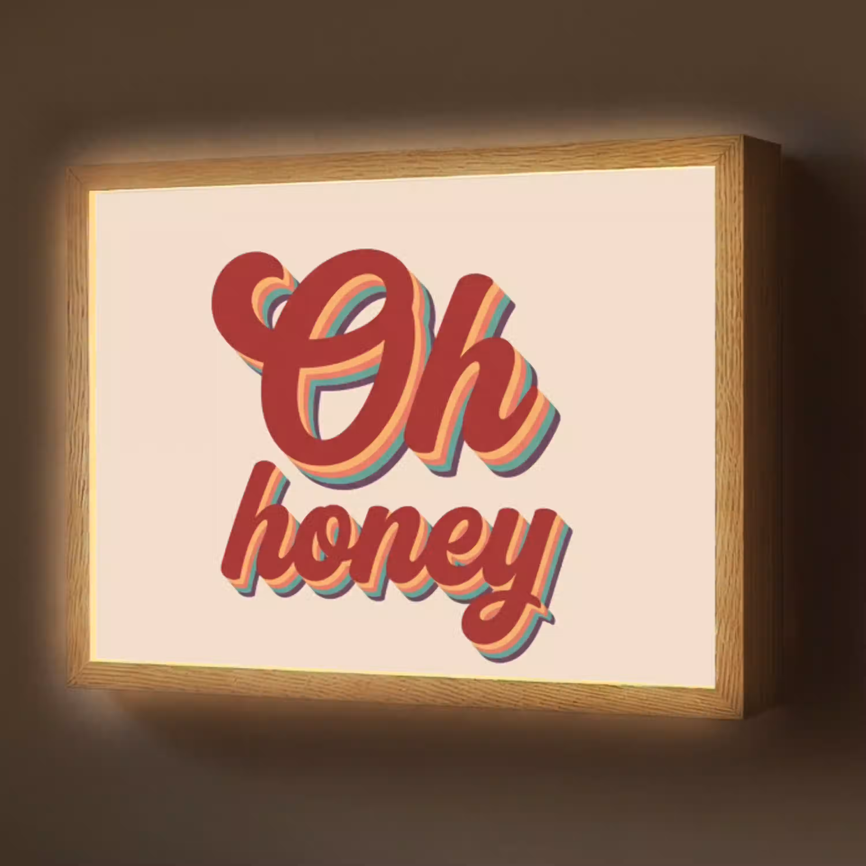 Oh honey - Rood - Schaduw Light Box met batterij (Wandlamp) middel -z3d_website