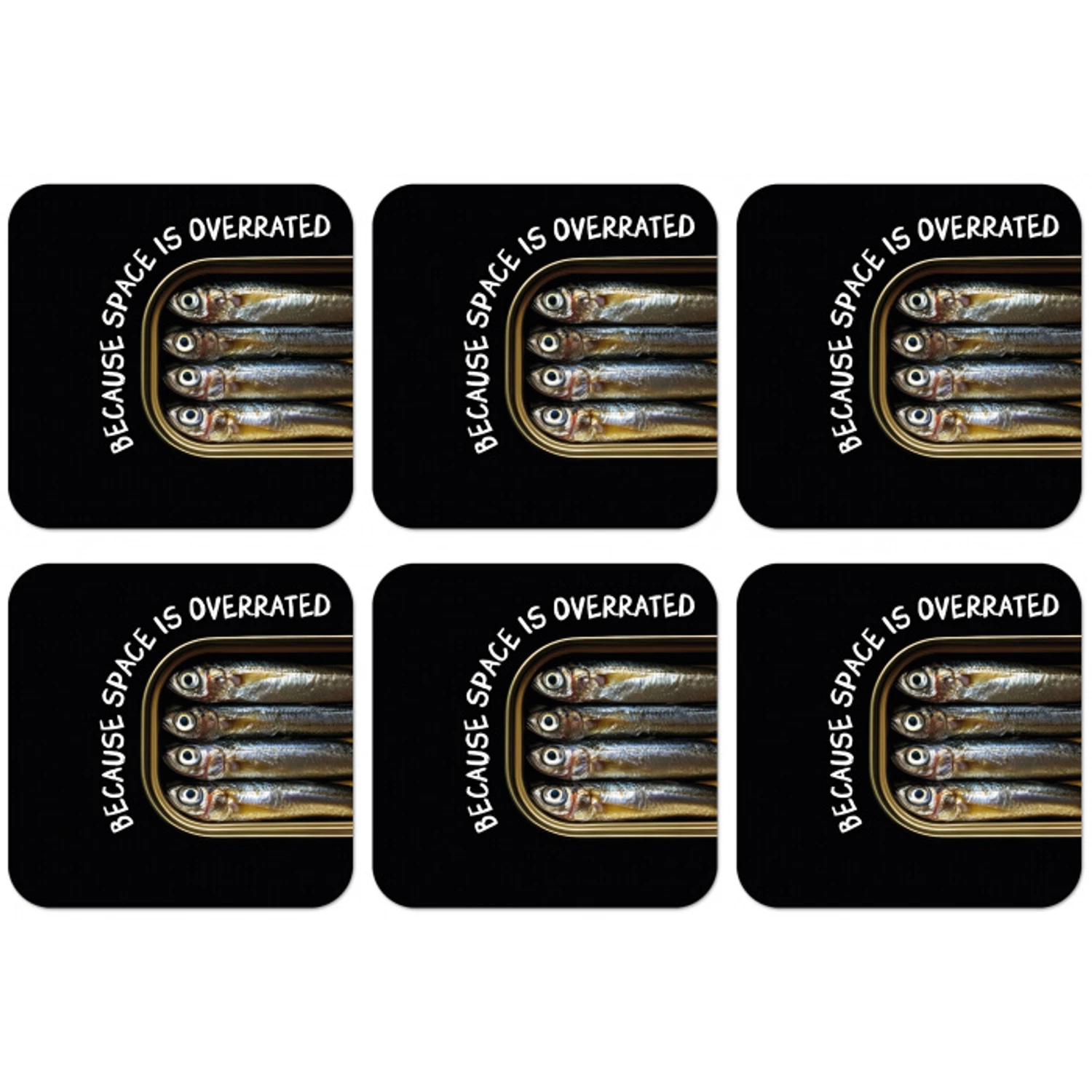 Sardines - Tekst - Vis - Blik onderzetter kurk middel -zkaufland3dotto