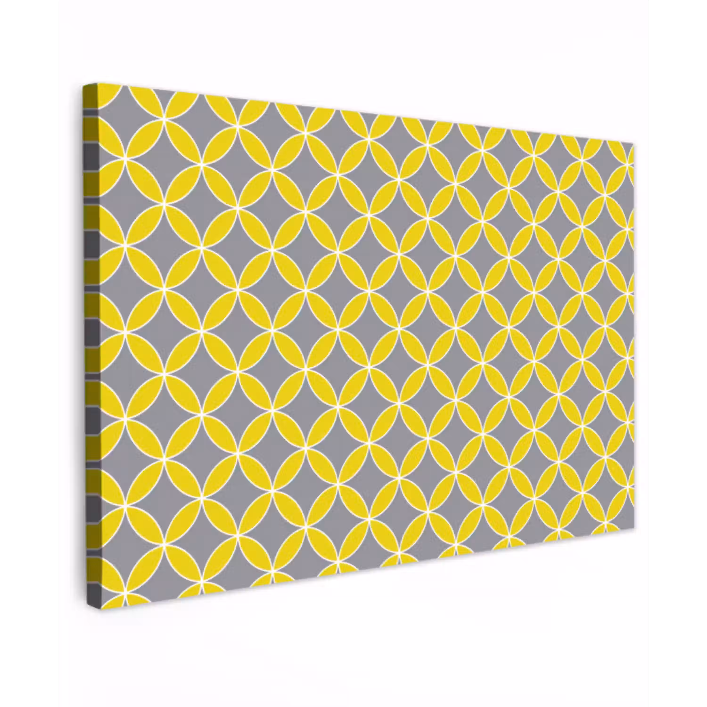 Geometrisch - Cirkels - Modern - Grijs - Geel canvas 2cm klein 34 -z3d