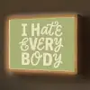 I hate everybody - Groen - Retro Light Box met batterij (Wandlamp) middel -z3d_website