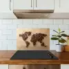 Wereldkaart - Zandkleur - Koffiebonen keuken achterwand spatscherm klein -sfeer2