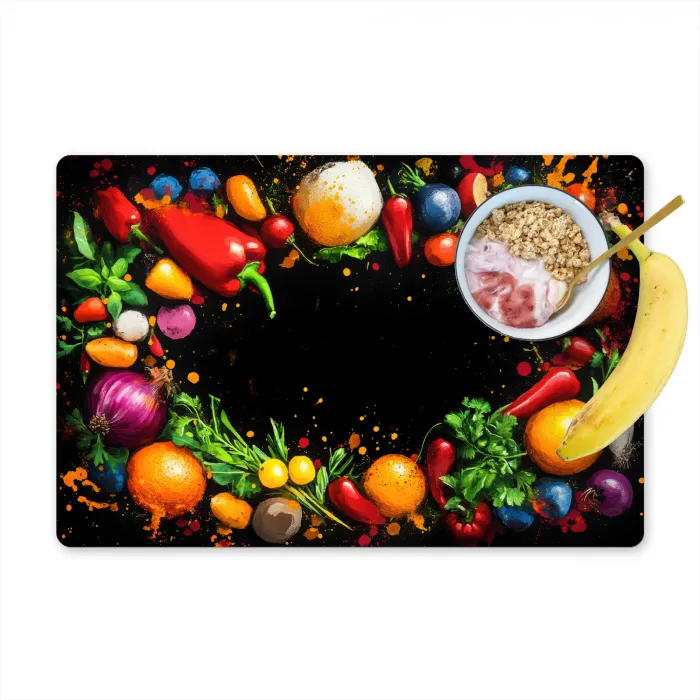 Groente - Graffiti - Kleurrijk - Koken - Abstract Placemat vinyl groot -zzzproduct_Kitchenyeah-website