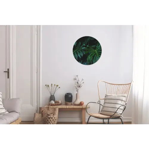 Monstera - Bladeren - Tropisch - Jungle Wandcirkel aluminium klein -woonkamer
