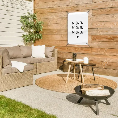 Quotes - Wijnen wijnen wijnen - Spreuken tuinposter los doek klein -sfeer4