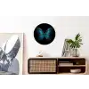 Vlinder - Blauw - Contrast Wandcirkel aluminium klein -kantoor
