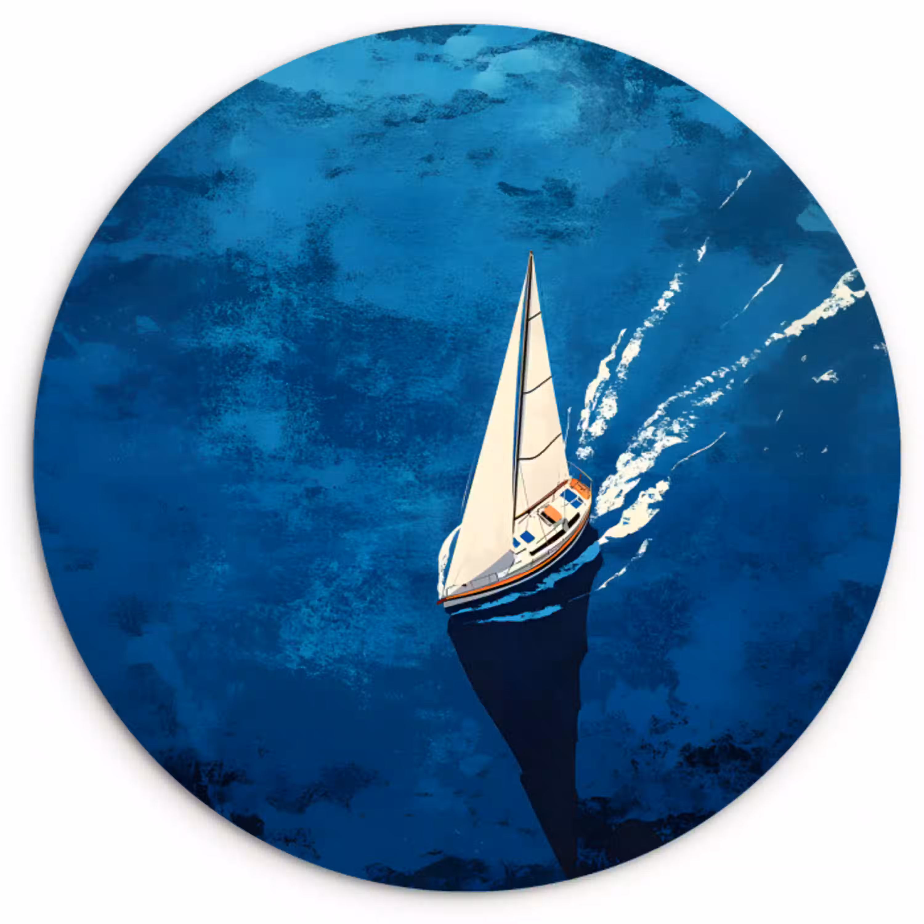 Zeilboot - Water - Abstract - Schaduw Wandcirkel plexiglas klein -3d
