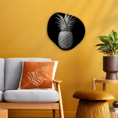 Ananas - Gedetailleerd - Bladeren Wandcirkel Organisch Forex 3mm klein -sfeer4