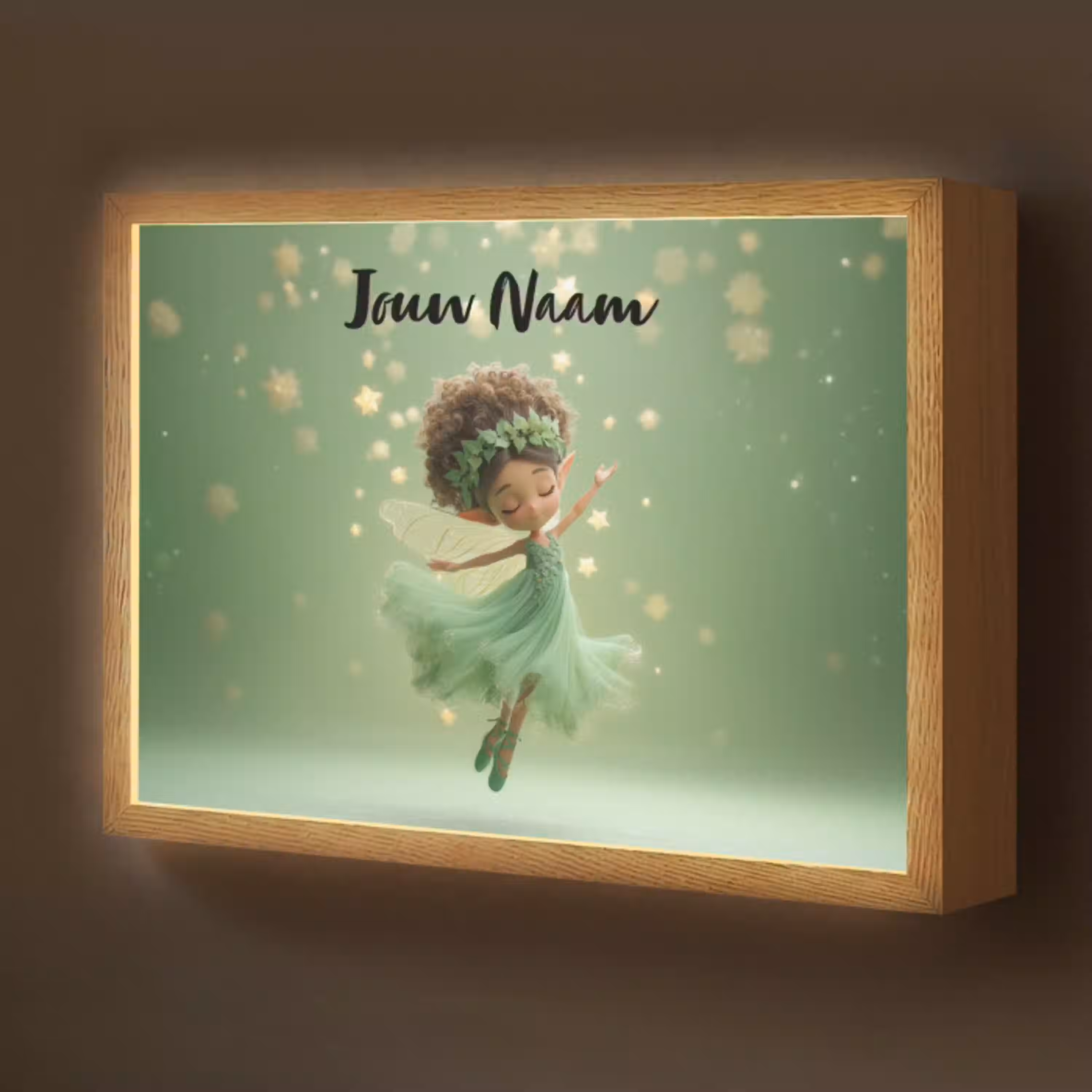 Fee - Groen - Sprookje - Sterren Light Box met batterij (Wandlamp kind) middel -z3d_website