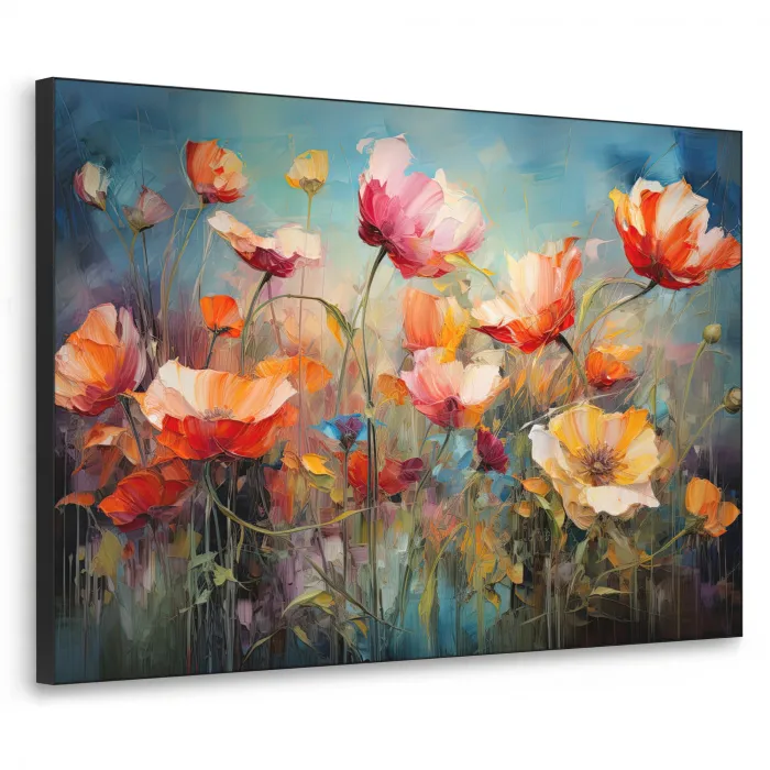 Bloemen - Watercolor - Kunst - Botanisch - Natuur Textielframe zwart klein -3d