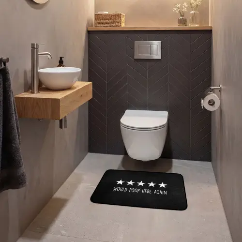 Quotes - Would poop here again - Humor - Zwart - Spreuk WCmat klein -sfeer2