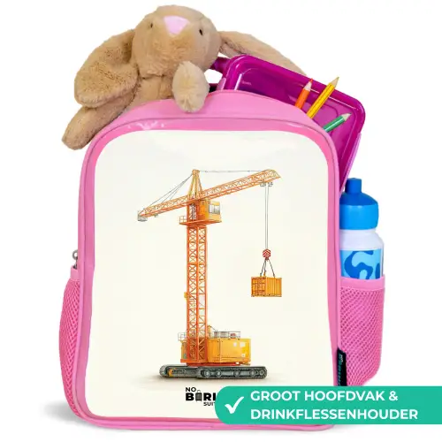 Torenkraan - Getekend - Oranje Kinderrugzak - Roze middel -inhoud_NL