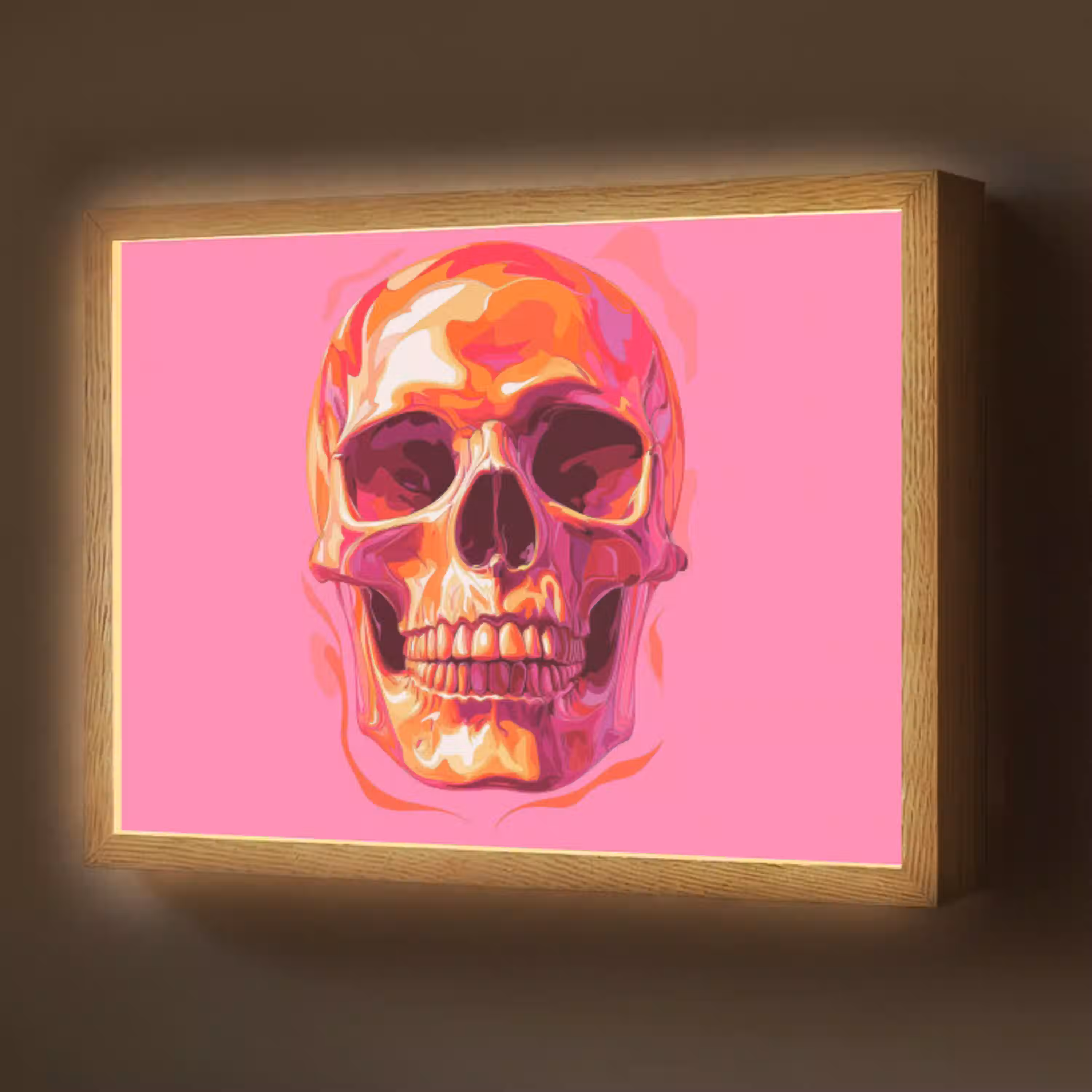 Felroze - Tanden - Schedel Light Box met batterij (Wandlamp) middel -z3d_website