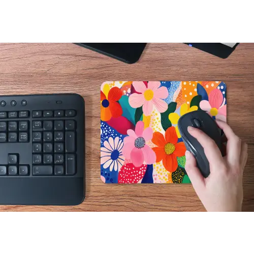 Bloemen - Kleurrijk - Stippen muismat rubber klein -toetsenbord